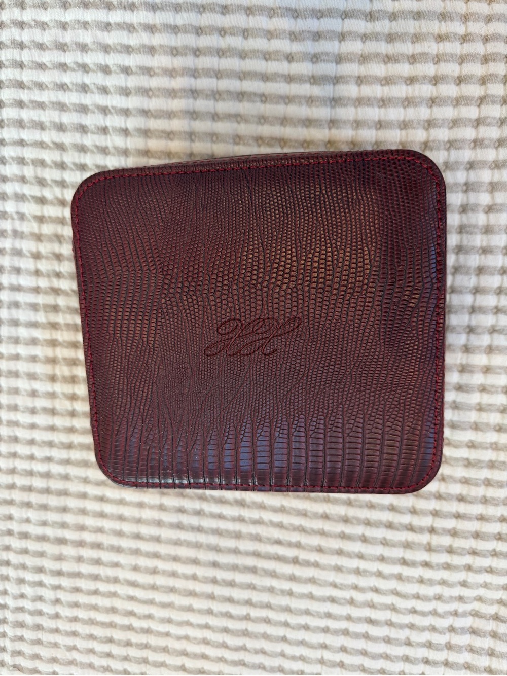 Lexxola Women’s Burgundy Leather Travel Valet Tray - Classic Monogram
